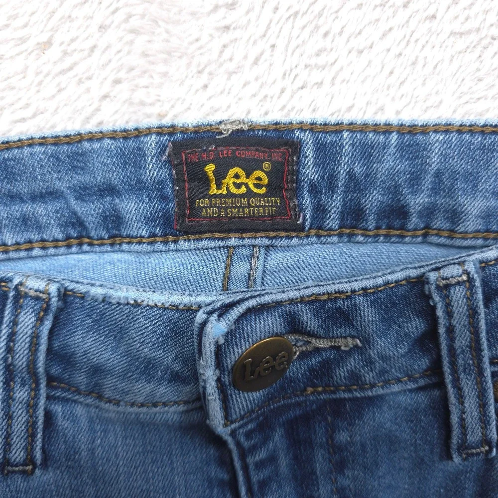Lee Jeans Women Size 10 Medium Blue Straight Leg Stretch‎ Denim